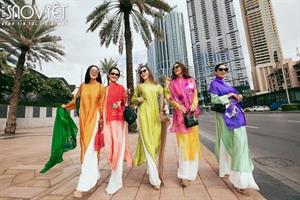 Diện áo dài “sành điệu”, Hoa hậu, Á hậu gia đình Hoa hậu Hoàn Vũ Việt Nam high fashion giữa trời Dubai