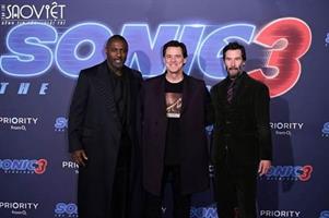 Keanu Reeves, Jim Carrey hội ngộ trên thảm đỏ công chiếu Nhím Sonic 3 tại London