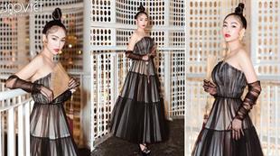 Mỹ Ngọc Bolero khác lạ, hở bạo với tông trang điểm cá tính đi xem thời trang